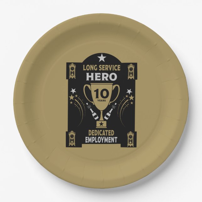 Long Employment Service Recognition Ten years Paper Plate (Front)