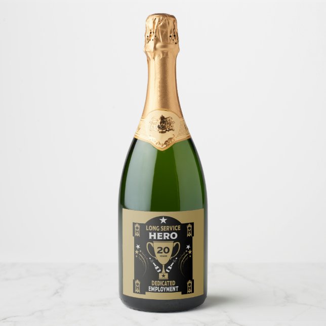 Long Employment Service Recognition Twenty years Sparkling Wine Label (Front)