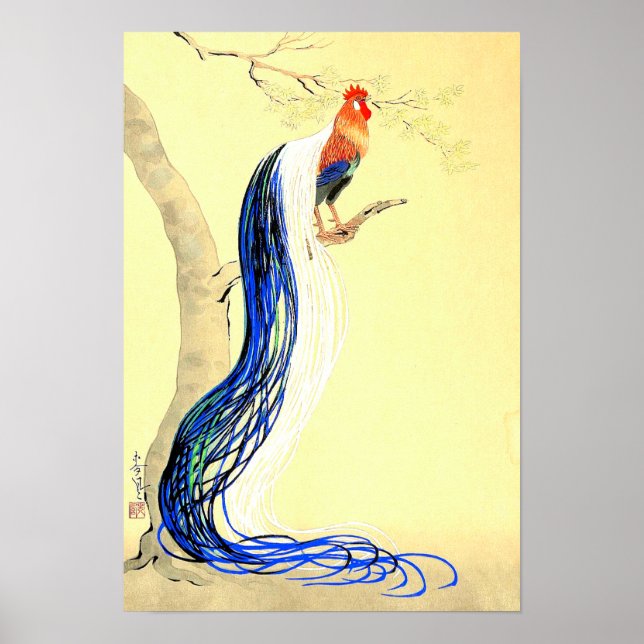 Long Feathered Rooster Ono Bakufu 1950s Poster (Front)