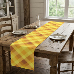 Long Grand chemin de table à carreaux jaune jaune d'œuf