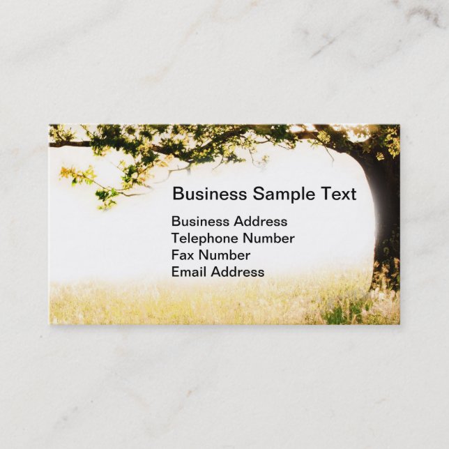 Long grass and tree in morning light business card (Front)