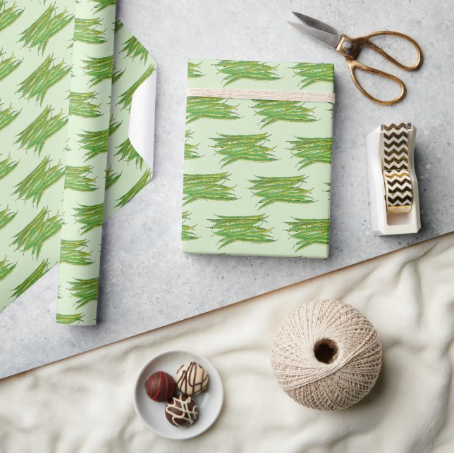 Long Green Beans Vegetable Garden Veggies Veg Wrapping Paper (Crafts)
