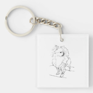 Long Hair Chihuahua - Dog Illustration Minimalist Keychain