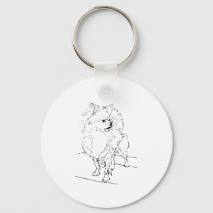 Long Hair Chihuahua - Dog Illustration Minimalist Keychain