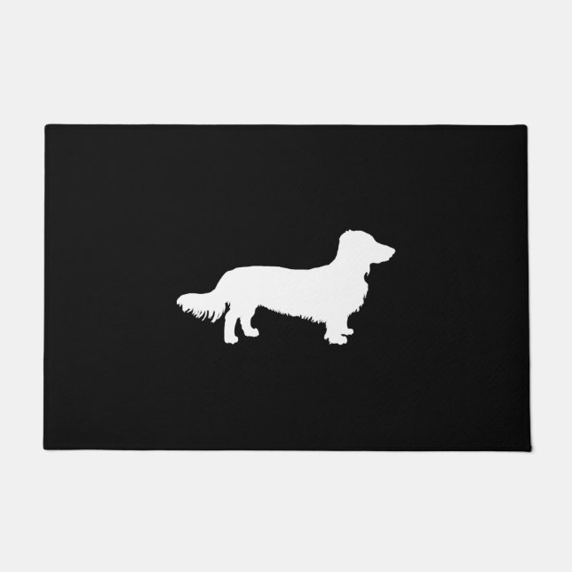Long hair dachshund dog Dachshund gift silhouette Doormat (Front)