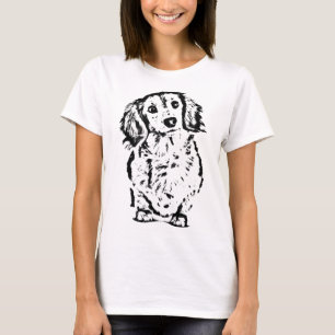 Long Hair Dachshund Lover Gift Doxie Mom Dad Cute  T-Shirt