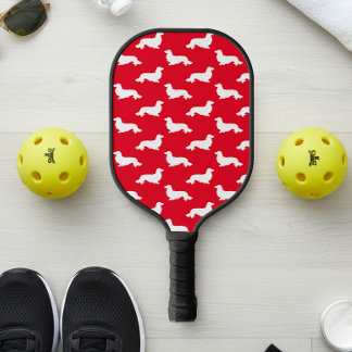 Long Hair Dachshund Loving Pickleball Red  Pickleball Paddle