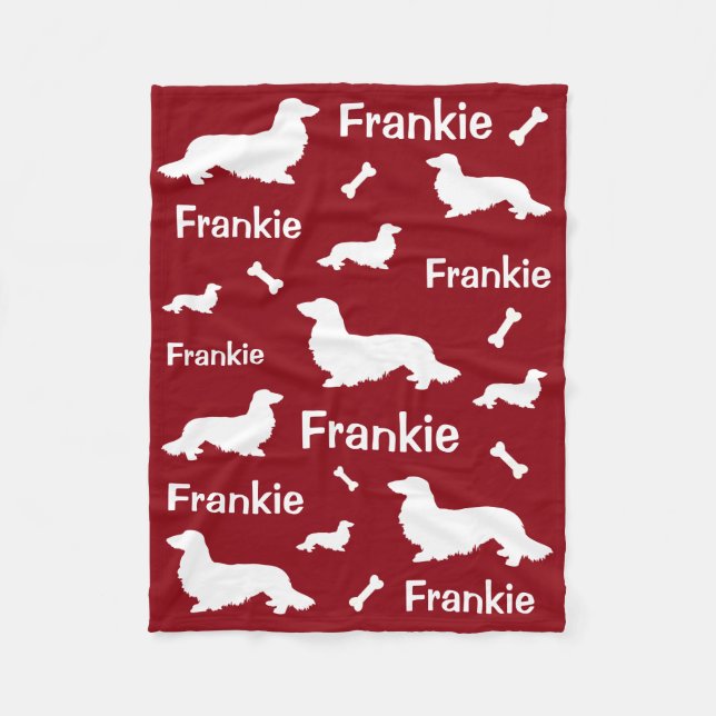 Long Hair Dachshund Personalized Blanket for dogs (Front)