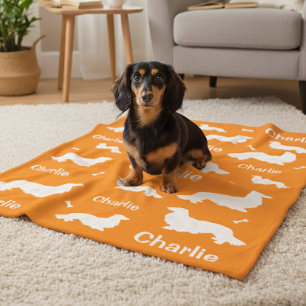 Long Hair Dachshund Personalized Doxie Blanket