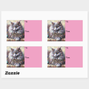 Long Hair Grey Nebelung Cat Kitty w/Jewels Jewelle Sticker