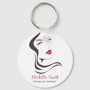 Long Hair hairdresser make up artist  branding Keychain