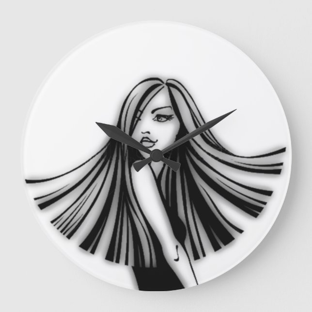 Long Haired Beauty Wall Clock (Front)