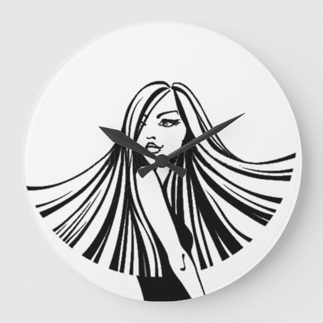 Long Haired Beauty Wall Clock (Front)