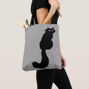 Long Haired Black Cat Cool Kitty Side Eye Tote Bag