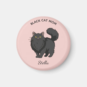 Long Haired Black Cat Mom Personalized Magnet