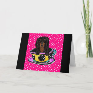 Long Haired Black Dachshund Card