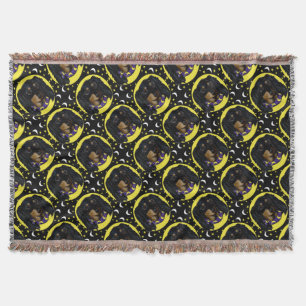 Long Haired Black Dachshund Throw Blanket