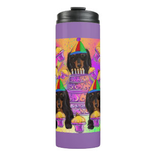 Long Haired Black Dachshunds Thermal Tumbler