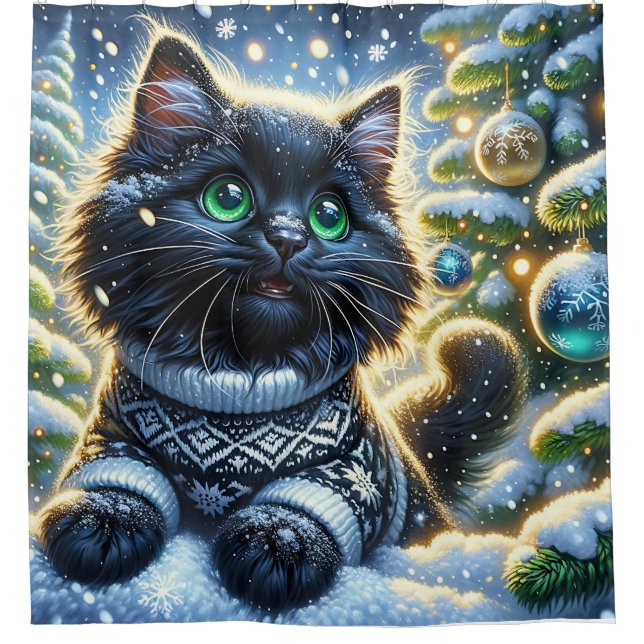 “Long-Haired Black Kitten’s First Christmas”  (Front)