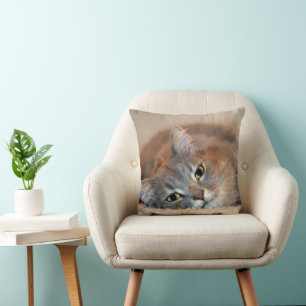 Long Haired Blue Russian Cat by Shirley Taylor Throw Pillow