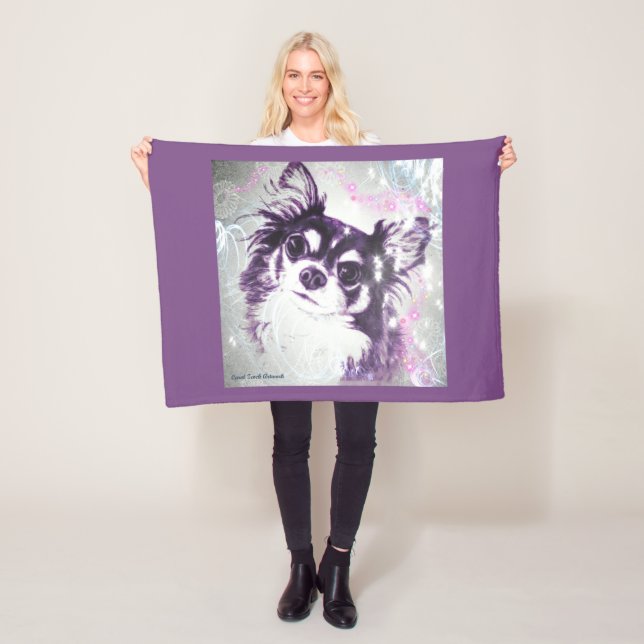 Long Haired Chihuahua by  Carol Zeock Fleece Blanket (In Situ)