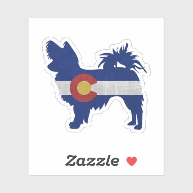 Long Haired Chihuahua Colorado Flag Silhouette (Sheet)