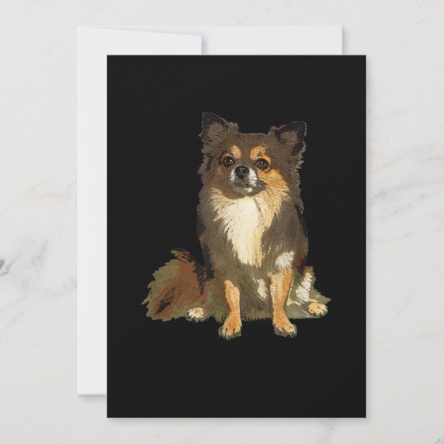 Long Haired Chihuahua Cute Cartoon Graphic Dog Announcement (Front)