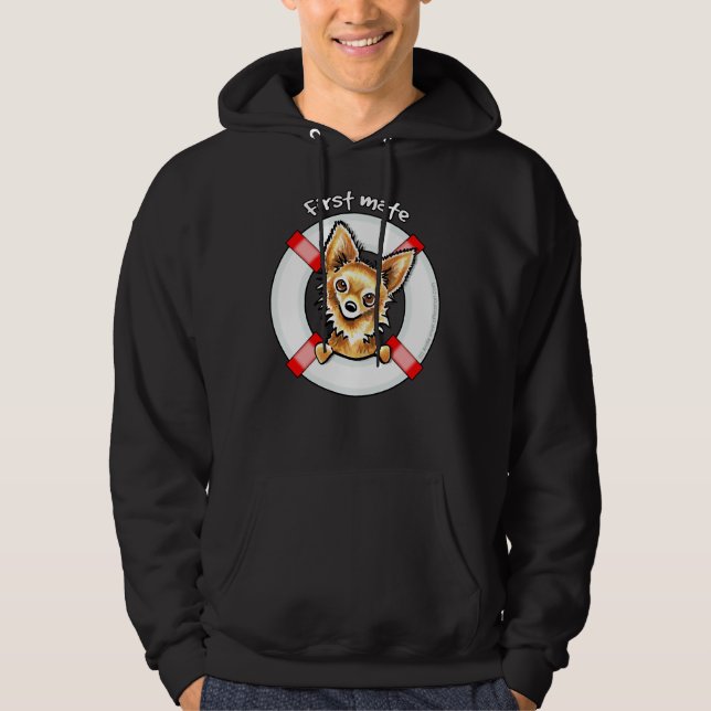 Long Haired Chihuahua First Mate Hoodie (Front)