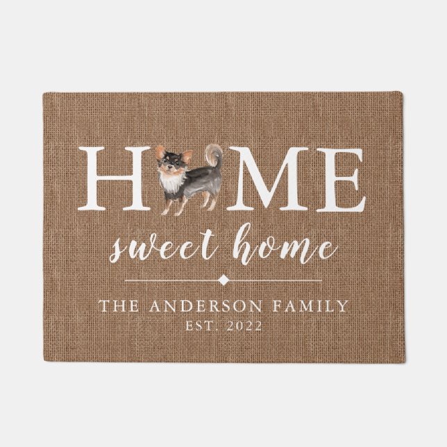Long Haired Chihuahua Home Sweet Home Doormat (Front)