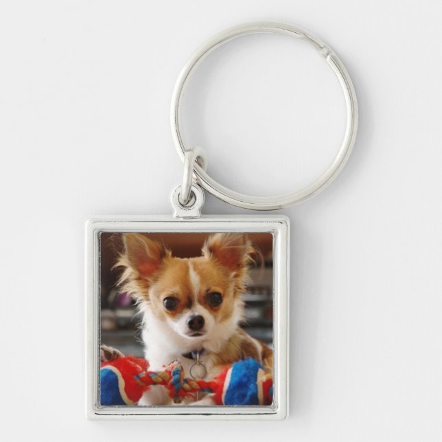 Long Haired Chihuahua Keychain (Front)