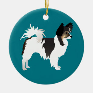 Long-haired Chihuahua or Papillon Basic Design Ceramic Ornament