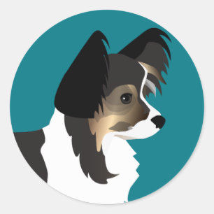 Long-haired Chihuahua or Papillon Basic Design Classic Round Sticker