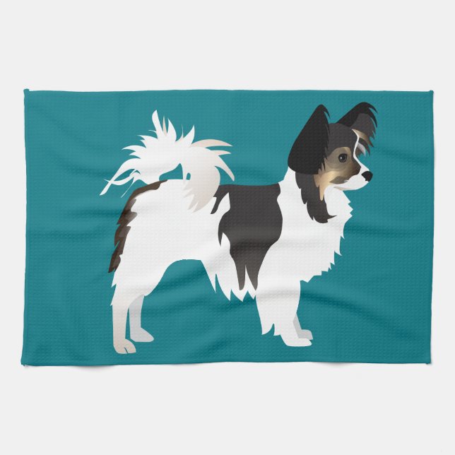 Long-haired Chihuahua or Papillon Basic Design Kitchen Towel (Horizontal)