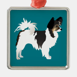 Long-haired Chihuahua or Papillon Basic Design Metal Ornament
