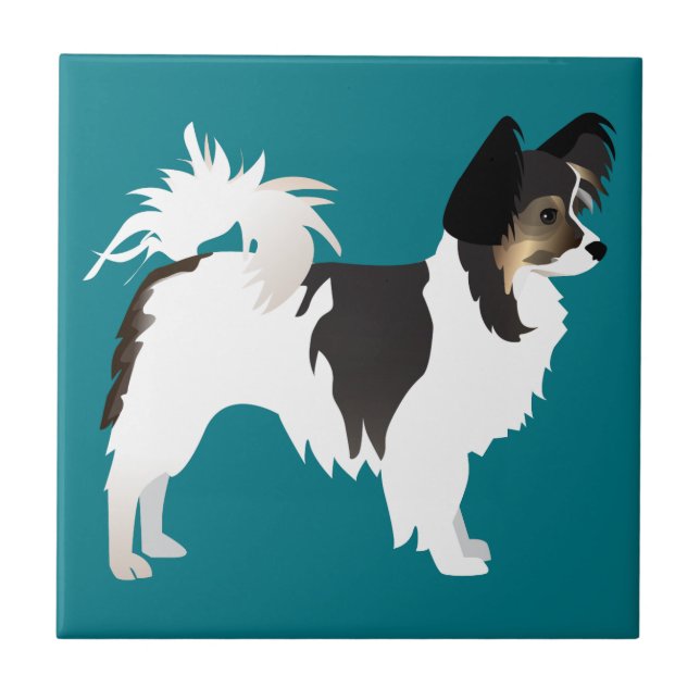 Long-haired Chihuahua or Papillon Basic Design Tile (Front)