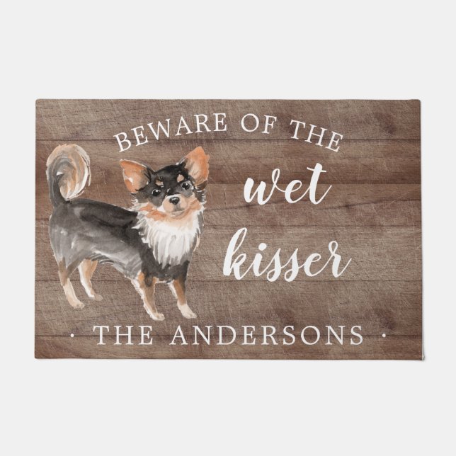 Long Haired Chihuahua Personalized Door Mat (Front)