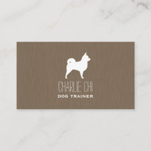 Long Haired Chihuahua Silhouette Business Card
