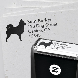 Long Haired Chihuahua Silhouette Return Address Self-inking Stamp