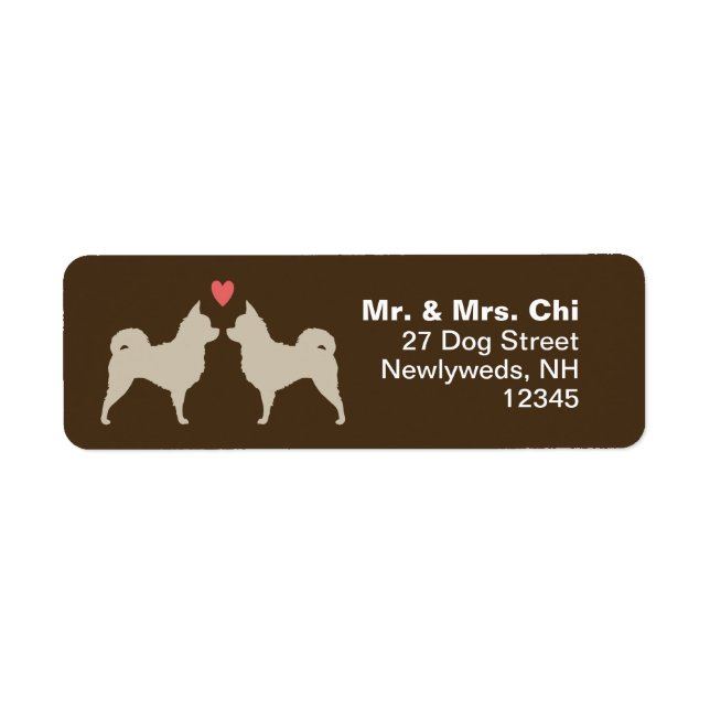 Long Haired Chihuahuas with Heart Return Address (Front)