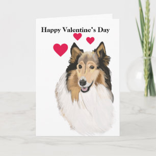 Long Haired Collie Dog Portrait Holiday Card