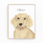 Long Haired Cream Dachshund Art Photo Print<br><div class="desc">I am in love with this beautifully detailed watercolor illustration of a long haired cream english dachshund dog! Personalize these art prints with your name or monogram to compliment your decor and change fonts by selecting the "edit using design tool" option at personalization. Shop the rest of my collection for...</div>