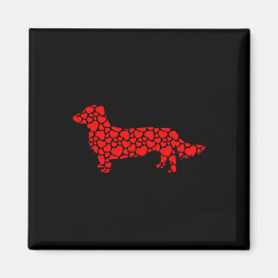 Long Haired Dachshund Dog Cute Silhouette Heart Va Magnet