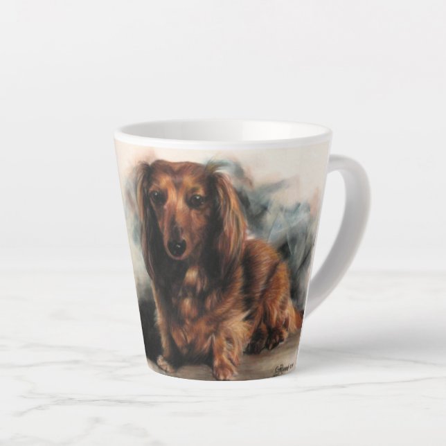 Long Haired Dachshund dog Latte Mug (Right Angle)