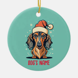 Long Haired Dachshund Dog Personalized Ornament