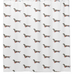 Long Haired Dachshund Geo Silhouette Plaid