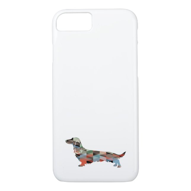 Long Haired Dachshund Geo Silhouette Plaid Case-Mate iPhone Case (Back)