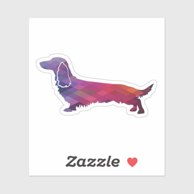 Long Haired Dachshund Geo Silhouette Purple (Sheet)