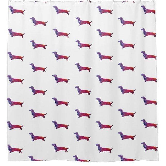 Long Haired Dachshund Geo Silhouette Purple (Front)