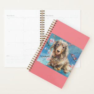 Long-Haired Dachshund in Cherry Blossoms Planner