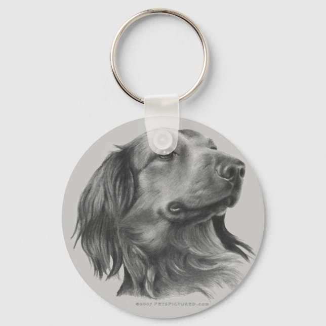 Long-Haired Dachshund Keychain (Front)